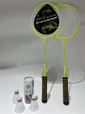 【超值套装】高端羽毛球拍 荧光绿【2拍+拍包+罐装3球】