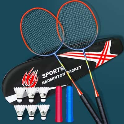 【一体拍2066橘红色】+6羽毛球+2手胶+拍包