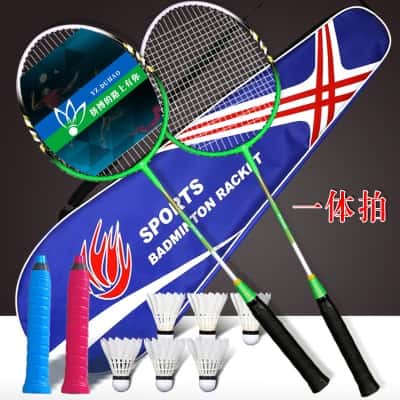 2068绿色一体拍+6只羽毛球+2手胶+牛津拍包
