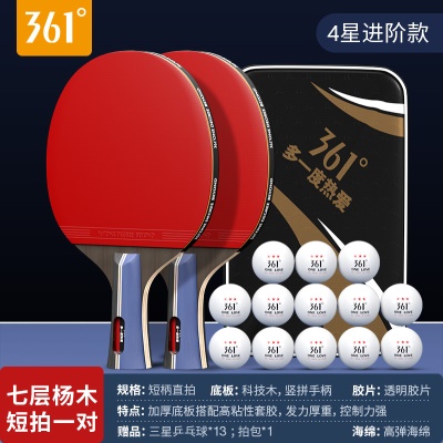 【四星】直拍2支/送三星球13个+球包