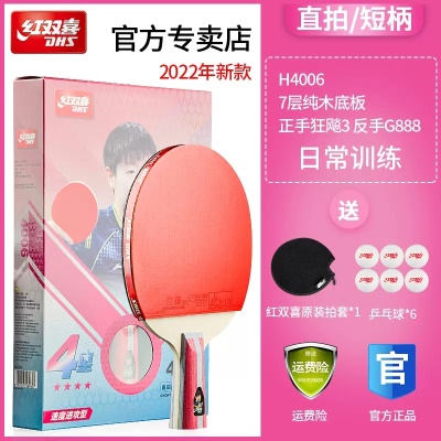H4星1支【直拍双面反胶】送乒乓球/拍套