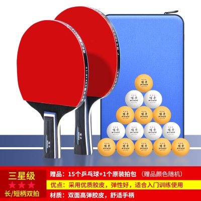 【三星级】直横拍各一支+15球+1拍包