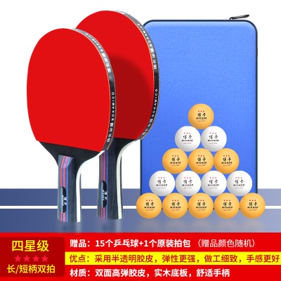 【四星级】直横拍各一支+15球+1拍包