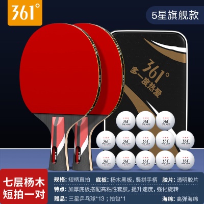 【五星】直拍2支/送三星球13个+球包