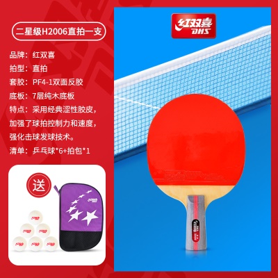 耐打款：二星级单拍【直拍1支】送6球+拍包