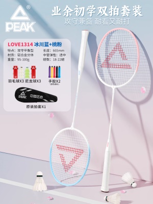 冰川蓝-樱花粉（3尼龙球3羽毛球2手胶1拍套）
