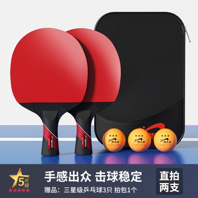 【五星】短柄直拍一对（送球包+3个三星球）