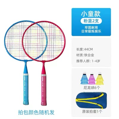 小童44cm粉蓝款双拍+6个球+拍包