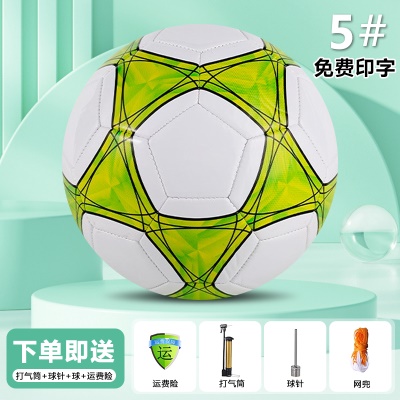 【5号TPU机缝】浅绿三角【12岁以上标准球】送球包+充气三件套