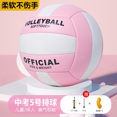 5号排球 粉白【时尚潮流】（送气筒气针网兜）