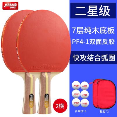 【顺丰速发】2星长柄横拍2只【送6只红双喜球1拍包】