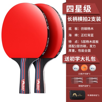 【四星级】长柄横拍两支，送3个三星球+护边条+拍包