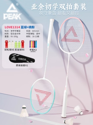 白蓝绿-樱花粉（6尼龙球6羽毛球2手胶1拍套）