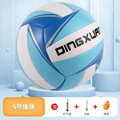 5号中考印花蓝白【防爆加厚】送气筒+网兜+气针