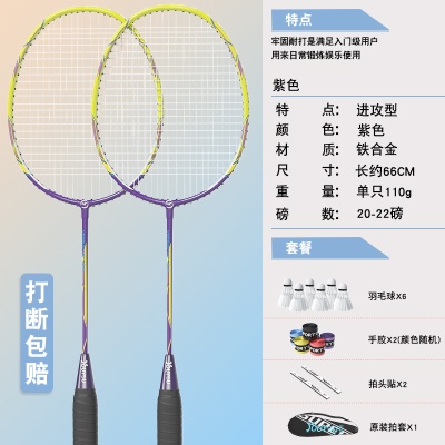 紫色1副-铁合金（羽毛球*6+赠品大礼包）
