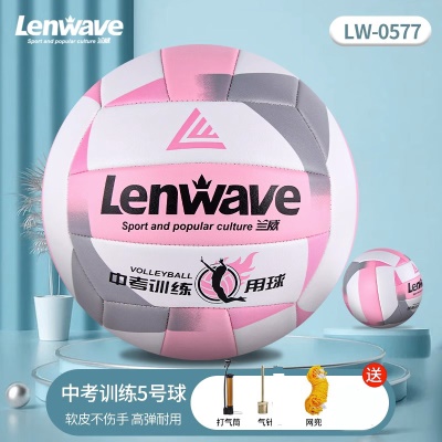 花式排球5号粉色+气筒+气针网兜