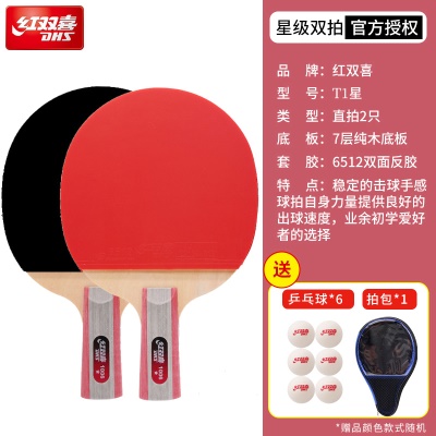 【初学爱好者】1星直拍2支*送6只球1拍包
