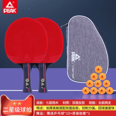 【升级款2星套装】横拍双支送10个球+拍包