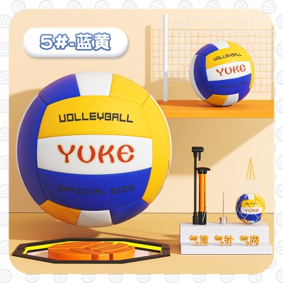 蓝黄色【5号新品标准款】送气筒+气针+网兜