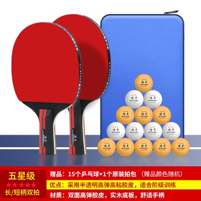 【五星级】直横拍各一支+15球+1拍包