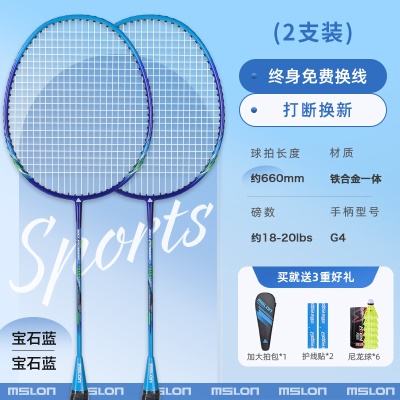 双拍:宝石蓝+宝石蓝【入门优选/进攻有力】铁合金一体