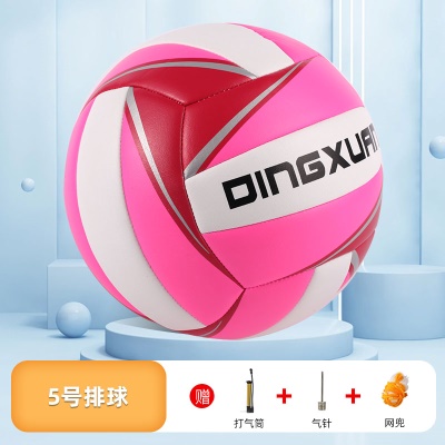 5号中考印花粉色【防爆加厚】送气筒+网兜+气针